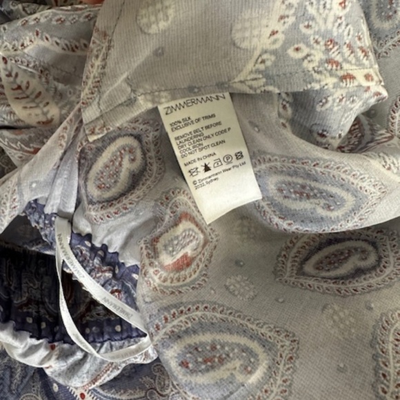 Zimmermann Vitali Belted A-Line Print Silk Maxi Skirt 1 (4-6) Blue Paisley - Picture 8 of 8